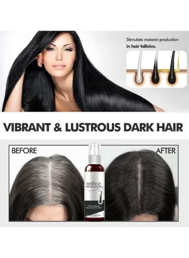 EELHOE Hair Darkening Spray, Formen Darkenal Anti Greying Hair Serum, 2% Greyverse, Melanin Synthesis, Naturally Pigmented, Hair Black, Thinning And Shiny, No Synthetic Colours 100ML - Image 4